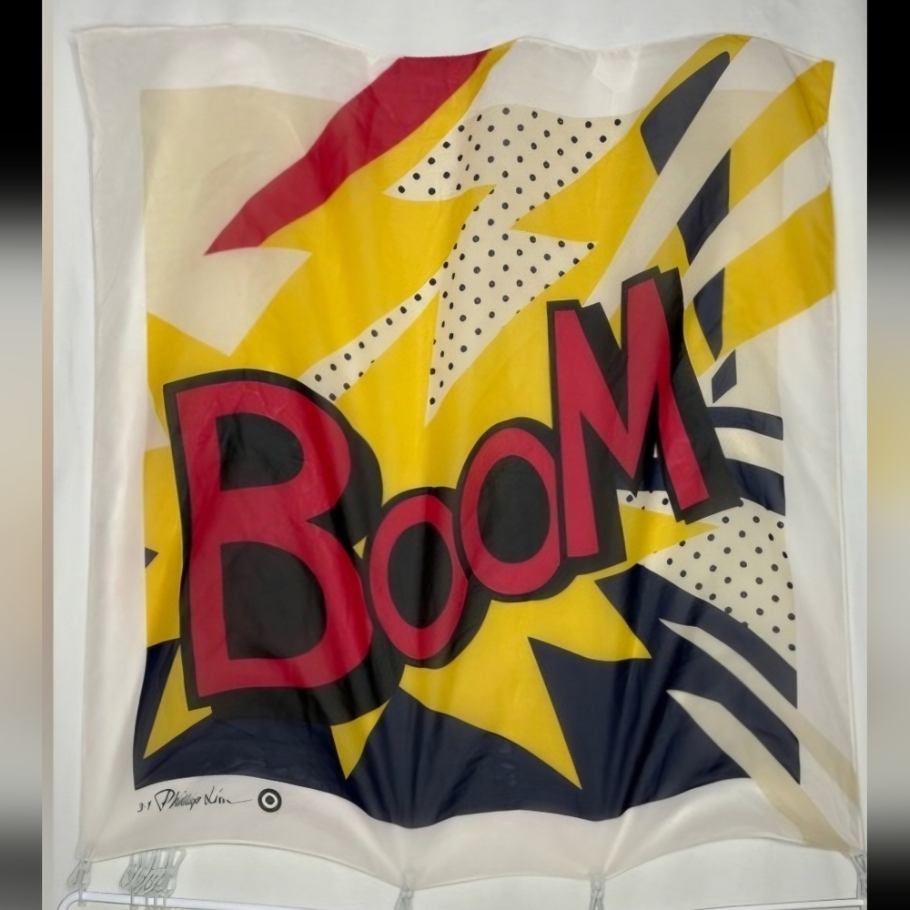 3.1 Philip Lim Colorful Graphic Scarf with Bold Text